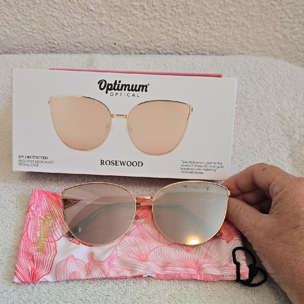 Rosewood Optimum Optical Sunglasses - Gold NWOT